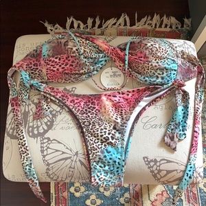 European Animal Print Skimpy Bottom Bikini